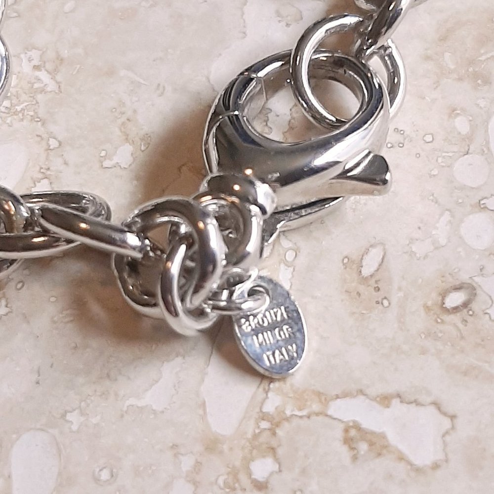 Silver Tone Bronze Milor Italy Cross Charm Bracelet - Picture 5 of 6